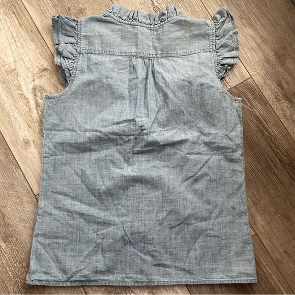 j.crew sleeveless ruffle top chambray summer 2023 XXS blue - Picture 3 of 7